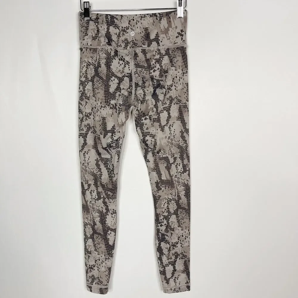 Vimmia Womens Small Gray Brown Snakeprint Leggings Animal Print Workout Yoga